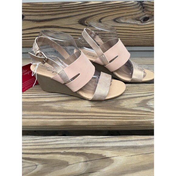 DexFlex by DEXTER Rose Gold Pink Slingback High Wedge Sandals US Sz 8M - Picture 3 of 6